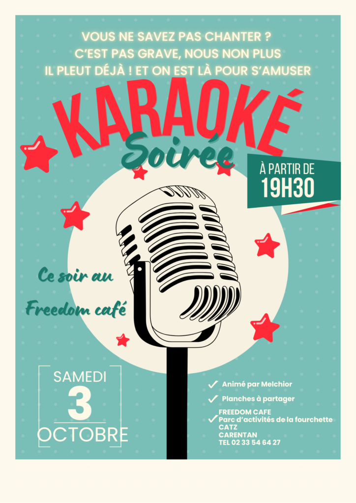 Affiche Evenement Soiree Karaoke Moderne Minimaliste Illustre Bleu Rouge