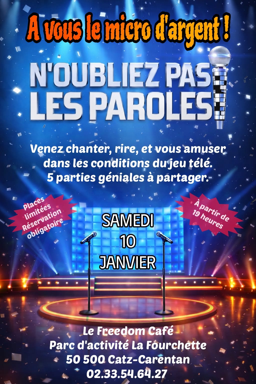 Soirée Karaoké le 10 et 23 janvier ainsi que le 20 février